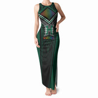 Custom Hawaii Warriors Football Tank Maxi Dress Rainbow Kakau Pattern Black LT05 Women Black - Polynesian Pride