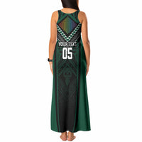 Custom Hawaii Warriors Football Tank Maxi Dress Rainbow Kakau Pattern Black LT05 - Polynesian Pride