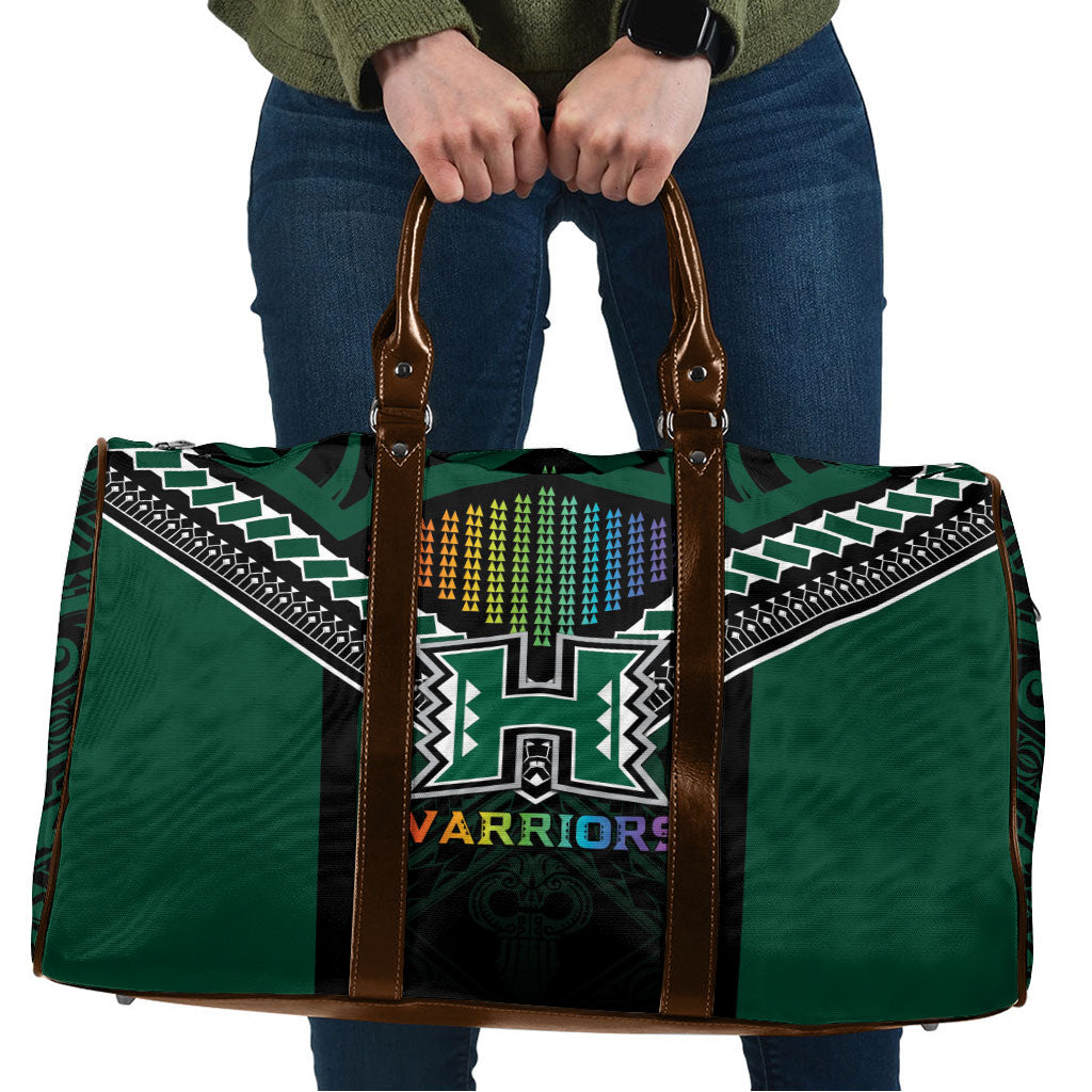 Hawaii Warriors Football Travel Bag Rainbow Kakau Pattern Black LT05 Black - Polynesian Pride