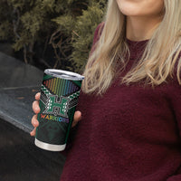 Custom Hawaii Warriors Football Tumbler Cup Rainbow Kakau Pattern Black LT05 - Polynesian Pride