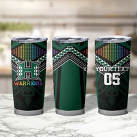 Custom Hawaii Warriors Football Tumbler Cup Rainbow Kakau Pattern Black LT05 - Polynesian Pride