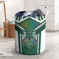 Hawaii Warriors Football Laundry Basket Rainbow Kakau Pattern Green LT05 Green - Polynesian Pride