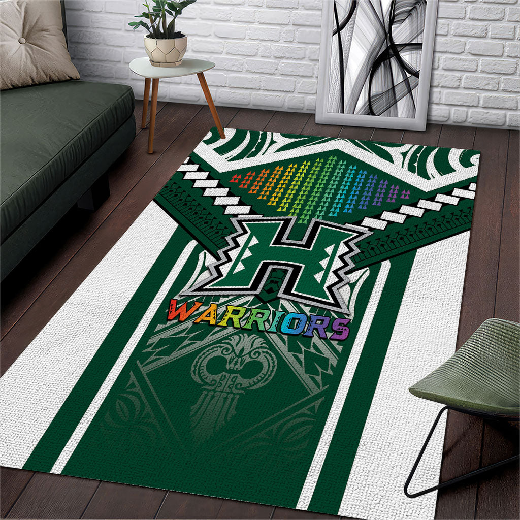 Hawaii Warriors Football Area Rug Rainbow Kakau Pattern Green LT05 Green - Polynesian Pride