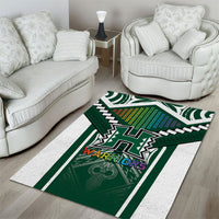 Hawaii Warriors Football Area Rug Rainbow Kakau Pattern Green LT05 - Polynesian Pride