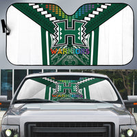 Hawaii Warriors Football Auto Sun Shade Rainbow Kakau Pattern Green LT05 Green - Polynesian Pride