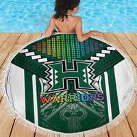 Hawaii Warriors Football Beach Blanket Rainbow Kakau Pattern Green LT05 - Polynesian Pride