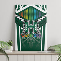 Hawaii Warriors Football Canvas Wall Art Rainbow Kakau Pattern Green LT05 - Polynesian Pride