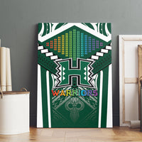 Hawaii Warriors Football Canvas Wall Art Rainbow Kakau Pattern Green LT05 - Polynesian Pride