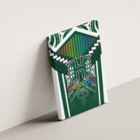 Hawaii Warriors Football Canvas Wall Art Rainbow Kakau Pattern Green LT05 - Polynesian Pride