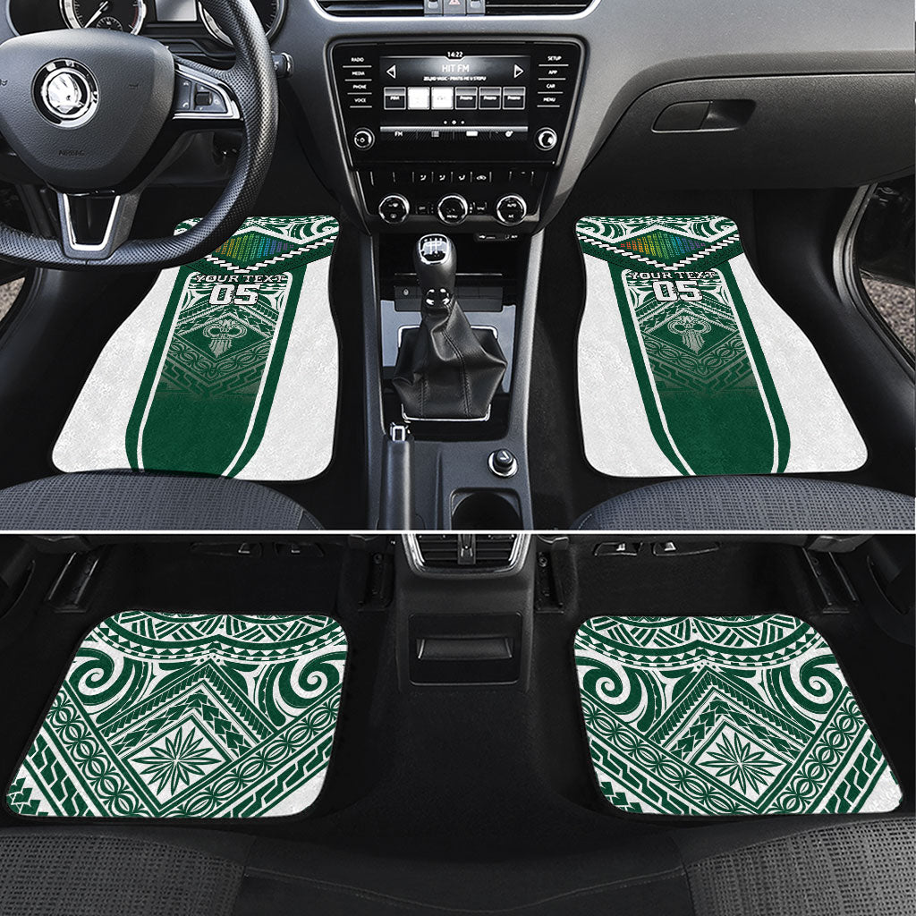 Custom Hawaii Warriors Football Car Mats Rainbow Kakau Pattern Green LT05 Set 4pcs Green - Polynesian Pride