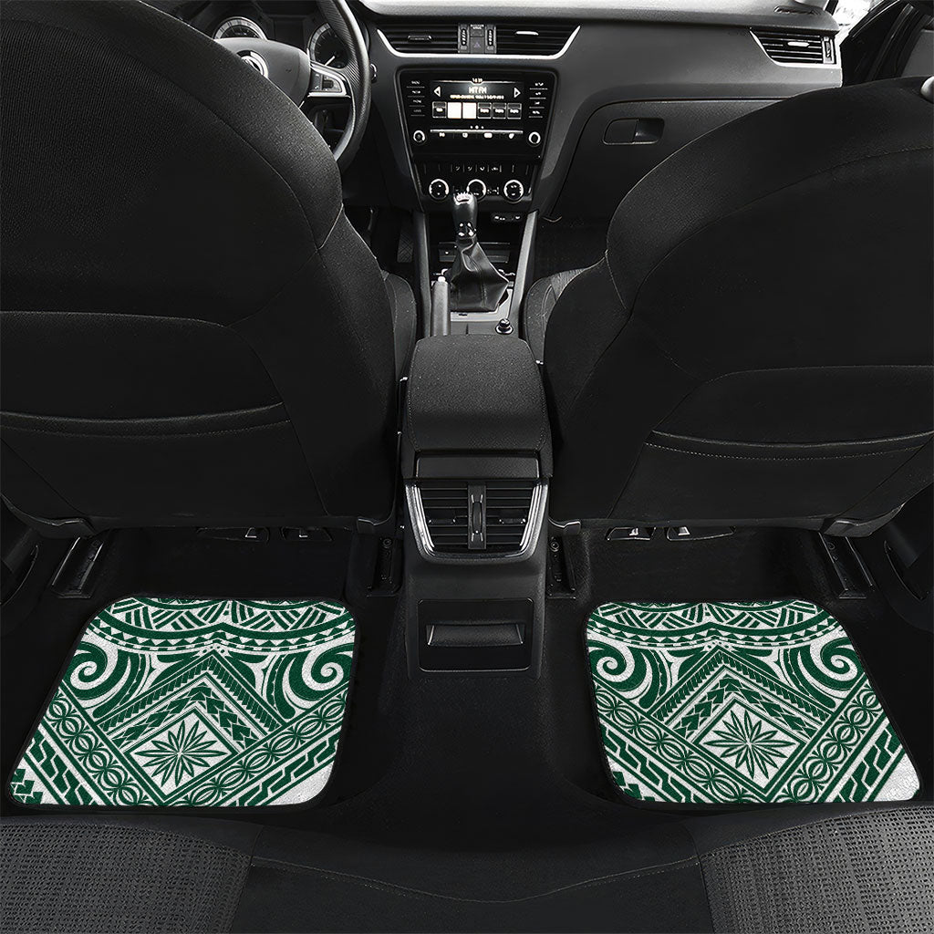 Custom Hawaii Warriors Football Car Mats Rainbow Kakau Pattern Green LT05 Set 2pcs - Back Green - Polynesian Pride