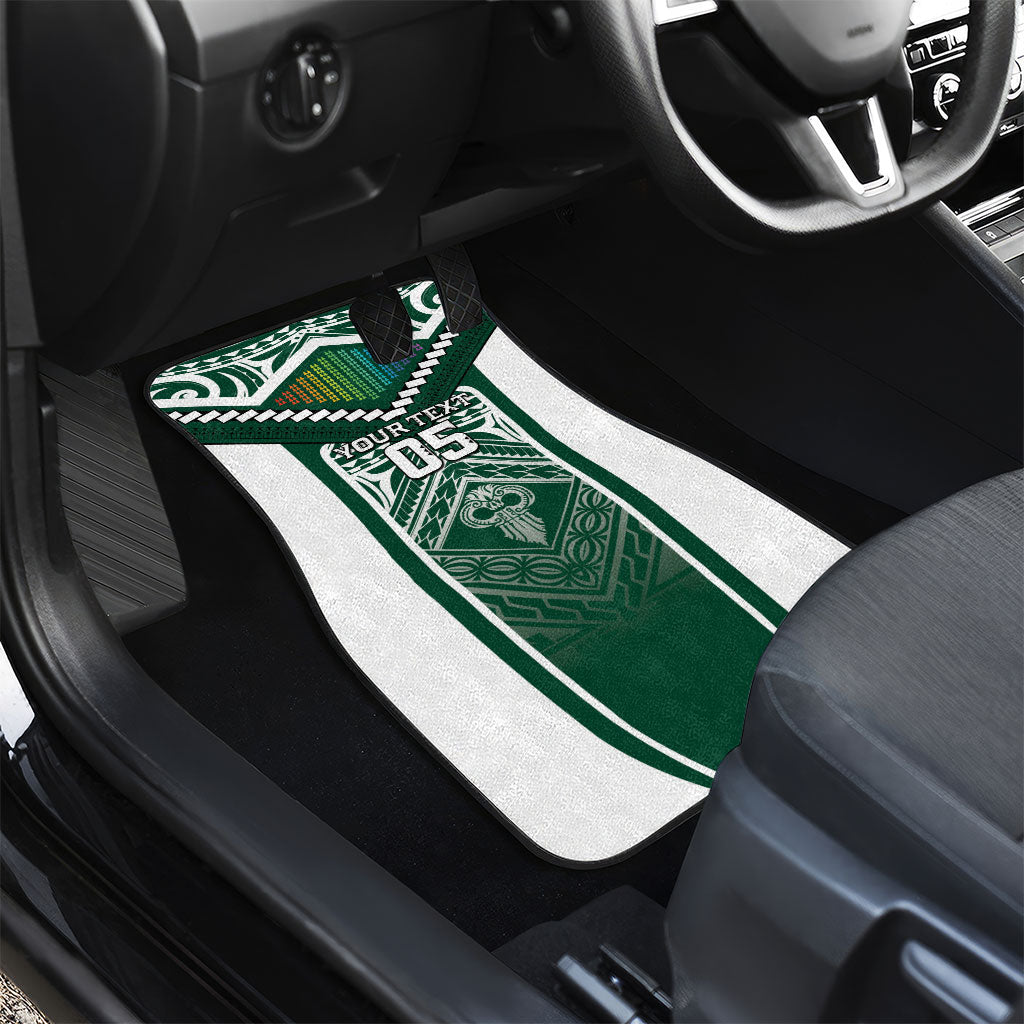 Custom Hawaii Warriors Football Car Mats Rainbow Kakau Pattern Green LT05 - Polynesian Pride