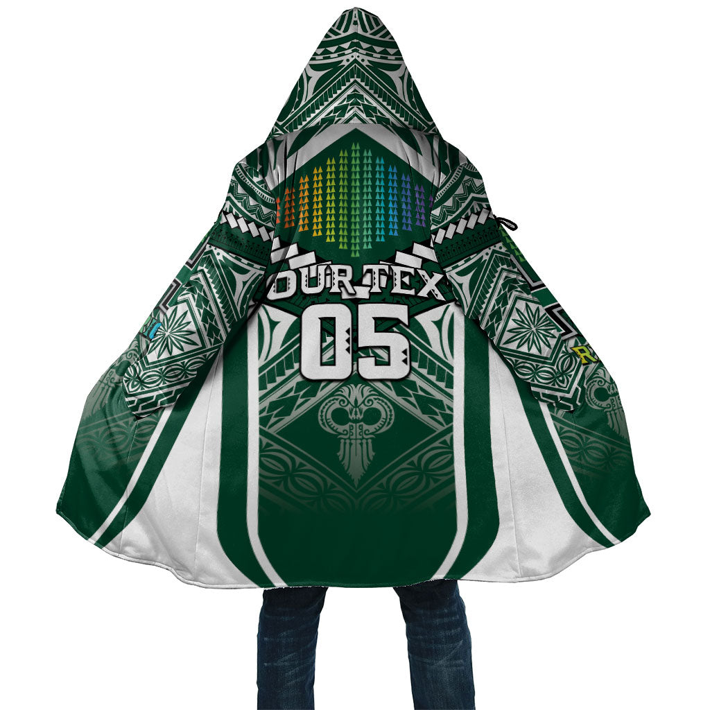 Custom Hawaii Warriors Football Cloak Rainbow Kakau Pattern Green LT05 Unisex Green - Polynesian Pride