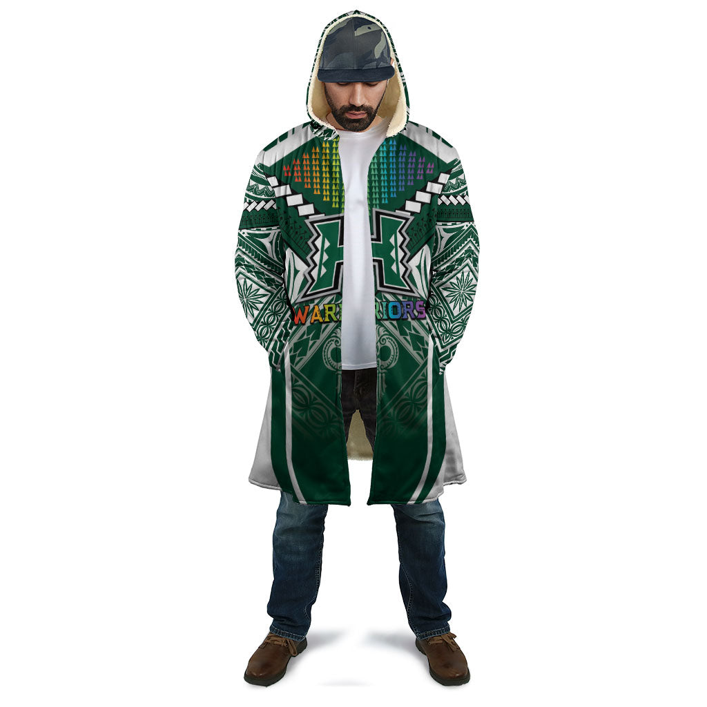 Custom Hawaii Warriors Football Cloak Rainbow Kakau Pattern Green LT05 - Polynesian Pride