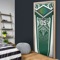 Custom Hawaii Warriors Football Door Cover Rainbow Kakau Pattern Green LT05 - Polynesian Pride
