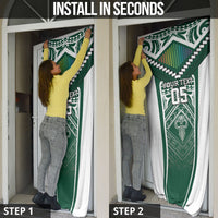 Custom Hawaii Warriors Football Door Cover Rainbow Kakau Pattern Green LT05 - Polynesian Pride