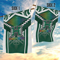 Hawaii Warriors Football Garden Flag Rainbow Kakau Pattern Green LT05 - Polynesian Pride