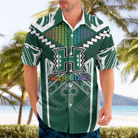 Custom Hawaii Warriors Football Hawaiian Shirt Rainbow Kakau Pattern Green LT05 - Polynesian Pride