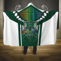 Hawaii Warriors Football Hooded Blanket Rainbow Kakau Pattern Green LT05 - Polynesian Pride