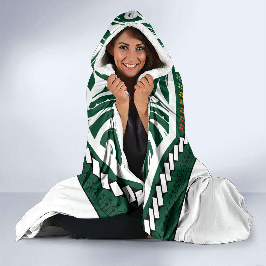 Hawaii Warriors Football Hooded Blanket Rainbow Kakau Pattern Green LT05 - Polynesian Pride