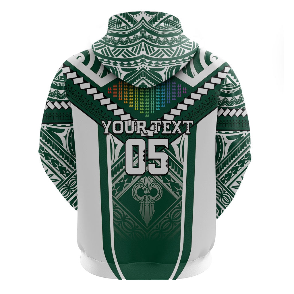 Custom Hawaii Warriors Football Hoodie Rainbow Kakau Pattern Green LT05 - Polynesian Pride