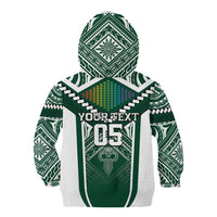 Custom Hawaii Warriors Football Kid Hoodie Rainbow Kakau Pattern Green LT05 - Polynesian Pride