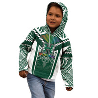 Custom Hawaii Warriors Football Kid Hoodie Rainbow Kakau Pattern Green LT05 - Polynesian Pride
