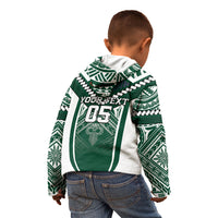 Custom Hawaii Warriors Football Kid Hoodie Rainbow Kakau Pattern Green LT05 - Polynesian Pride