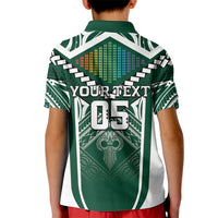 Custom Hawaii Warriors Football Kid Polo Shirt Rainbow Kakau Pattern Green LT05 - Polynesian Pride