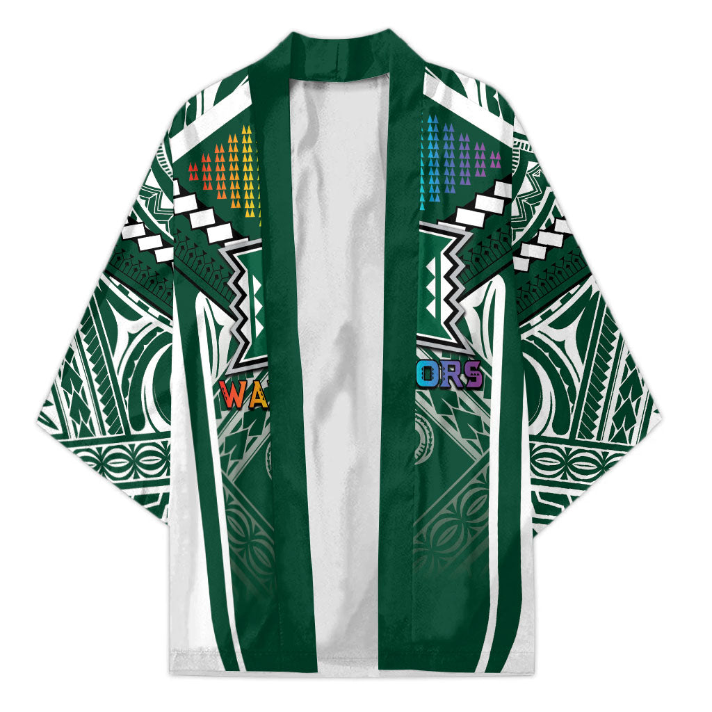 Custom Hawaii Warriors Football Kimono Rainbow Kakau Pattern Green LT05 Unisex Green - Polynesian Pride