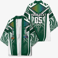 Custom Hawaii Warriors Football Kimono Rainbow Kakau Pattern Green LT05 - Polynesian Pride