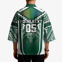 Custom Hawaii Warriors Football Kimono Rainbow Kakau Pattern Green LT05 - Polynesian Pride