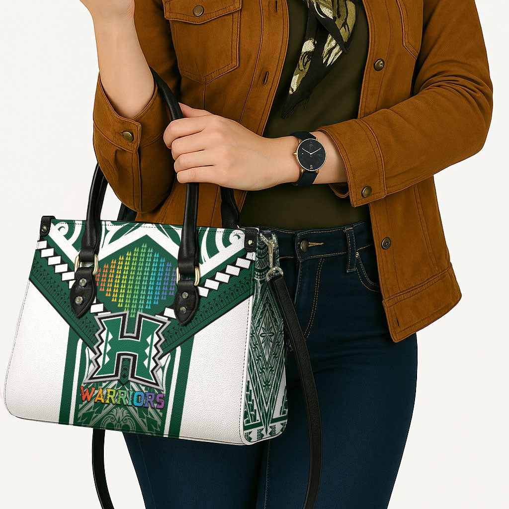 Hawaii Warriors Football Leather Bag Rainbow Kakau Pattern Green LT05 - Polynesian Pride