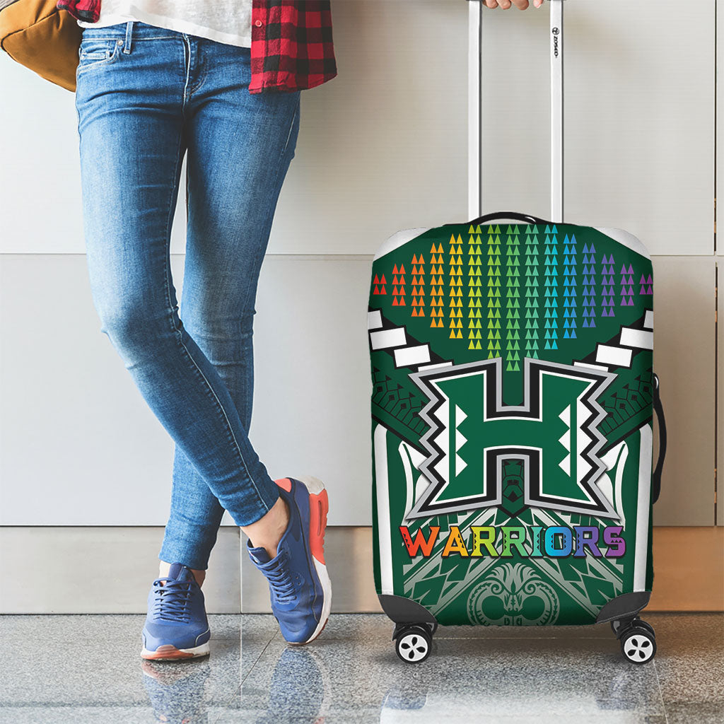 Hawaii Warriors Football Luggage Cover Rainbow Kakau Pattern Green LT05 - Polynesian Pride