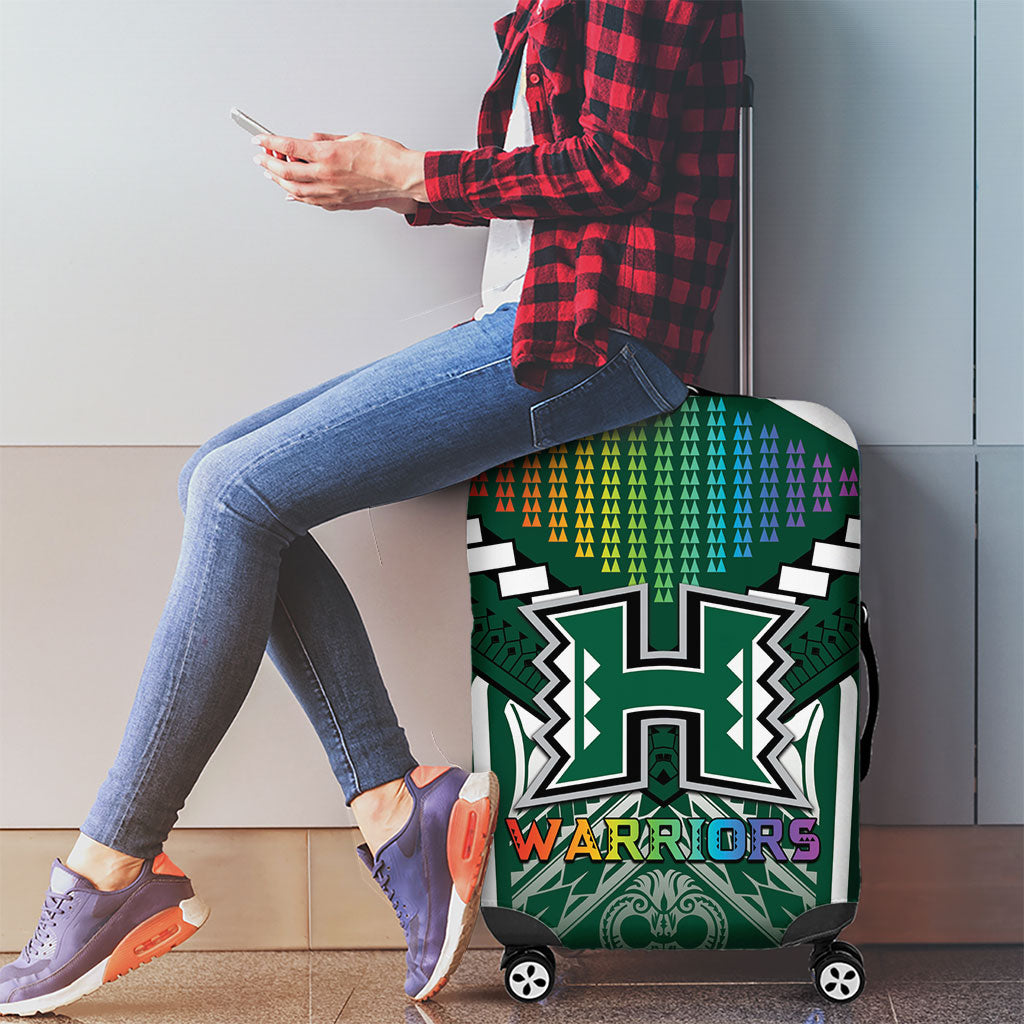 Hawaii Warriors Football Luggage Cover Rainbow Kakau Pattern Green LT05 - Polynesian Pride