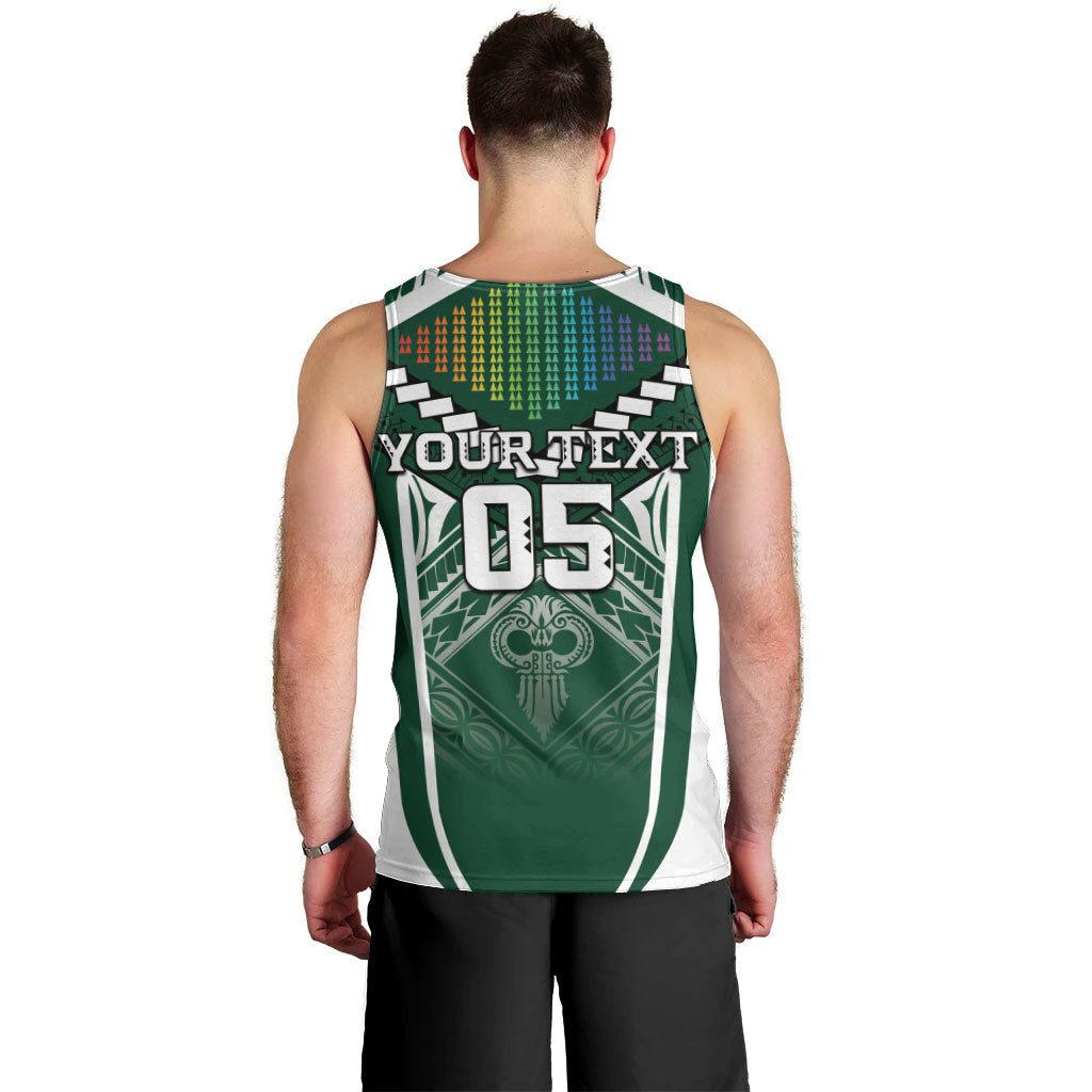 Custom Hawaii Warriors Football Men Tank Top Rainbow Kakau Pattern Green LT05 - Polynesian Pride