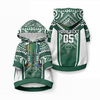 Custom Hawaii Warriors Football Pet Hoodie Rainbow Kakau Pattern Green LT05 Pullover Green - Polynesian Pride