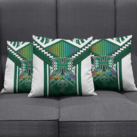 Hawaii Warriors Football Pillow Cover Rainbow Kakau Pattern Green LT05 - Polynesian Pride