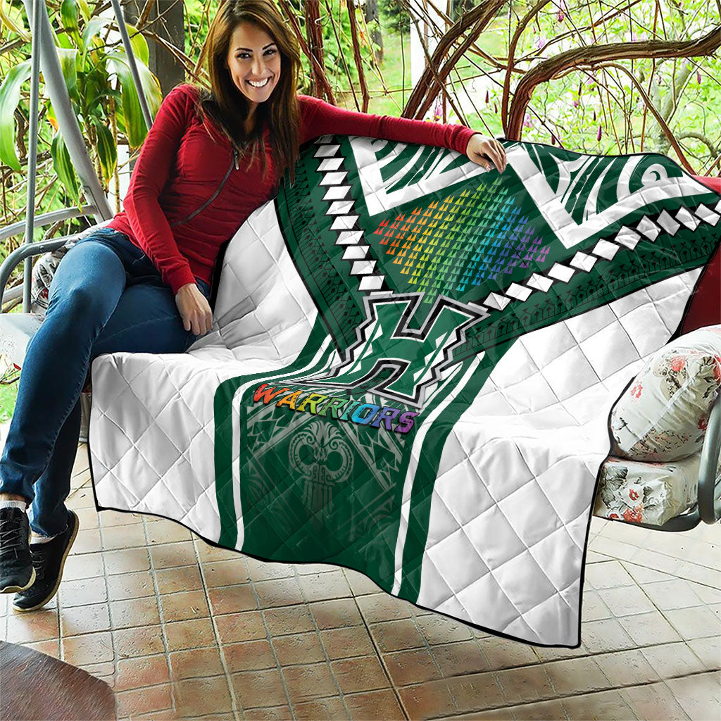 Hawaii Warriors Football Quilt Rainbow Kakau Pattern Green LT05 - Polynesian Pride