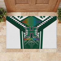Hawaii Warriors Football Rubber Doormat Rainbow Kakau Pattern Green LT05 Green - Polynesian Pride