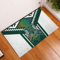 Hawaii Warriors Football Rubber Doormat Rainbow Kakau Pattern Green LT05 - Polynesian Pride