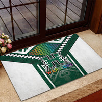 Hawaii Warriors Football Rubber Doormat Rainbow Kakau Pattern Green LT05 - Polynesian Pride