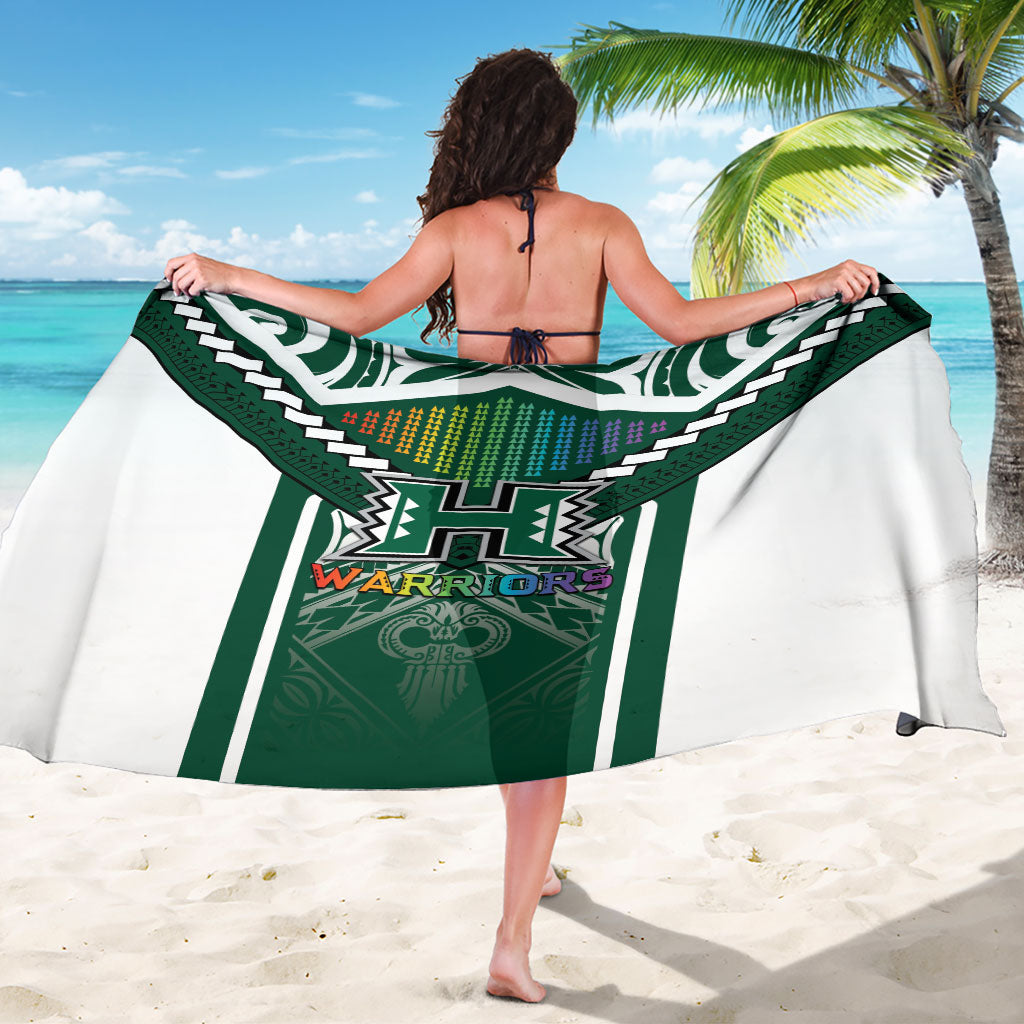Hawaii Warriors Football Sarong Rainbow Kakau Pattern Green LT05 - Polynesian Pride