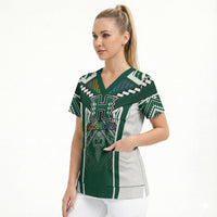 Custom Hawaii Warriors Football Scrub Top Rainbow Kakau Pattern Green LT05 - Polynesian Pride
