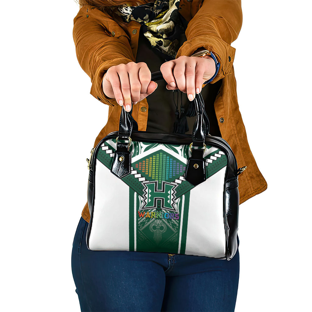 Hawaii Warriors Football Shoulder Handbag Rainbow Kakau Pattern Green LT05 One Size Green - Polynesian Pride