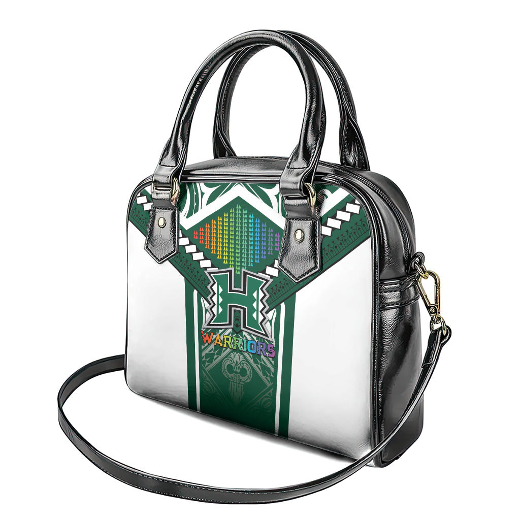 Hawaii Warriors Football Shoulder Handbag Rainbow Kakau Pattern Green LT05 - Polynesian Pride