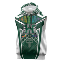 Custom Hawaii Warriors Football Sleeveless Hoodie Rainbow Kakau Pattern Green LT05 Green - Polynesian Pride