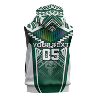 Custom Hawaii Warriors Football Sleeveless Hoodie Rainbow Kakau Pattern Green LT05 - Polynesian Pride