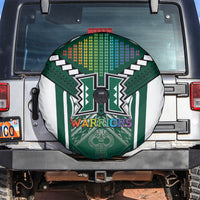 Hawaii Warriors Football Spare Tire Cover Rainbow Kakau Pattern Green LT05 Green - Polynesian Pride