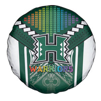 Hawaii Warriors Football Spare Tire Cover Rainbow Kakau Pattern Green LT05 - Polynesian Pride